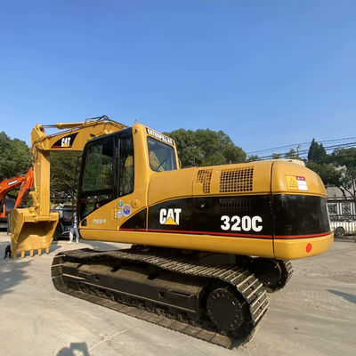 10T CAT320C เครื่องจักรกลก่อสร้างมือสอง เครื่องขุดแคร์พิลเลอร์ 110kw