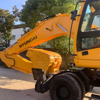 HYUNDAI 210W-7 เครื่องขุดล้อเก่า อุปกรณ์ก่อสร้างที่ใช้ 124KW สําหรับการเหมืองแร่