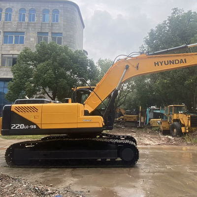 เครื่องขุดเก่า Hyundai 220lc-9s สีเหลือง เครื่องขุดมือสอง