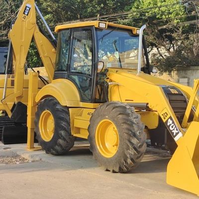 74.6kW JCB 4CX เครื่องบรรทุกมือสอง สีเหลือง 4378kg ลิฟท์มือสอง เครื่องบรรทุกถังยางย้าย