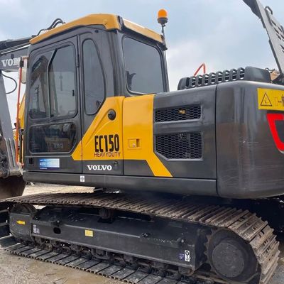 บํารุงรักษาดี Volvo Hydraulic Excavator Volvo 150D เครื่องมือก่อสร้างเก่า