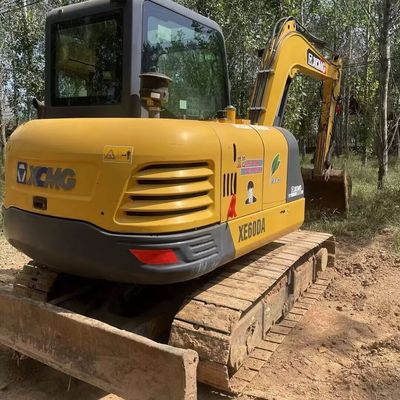 สีเหลืองใช้ XCMG Excavator Digger Xcmg 60DA เครื่องขุดขยะขี่ขนาดเล็ก